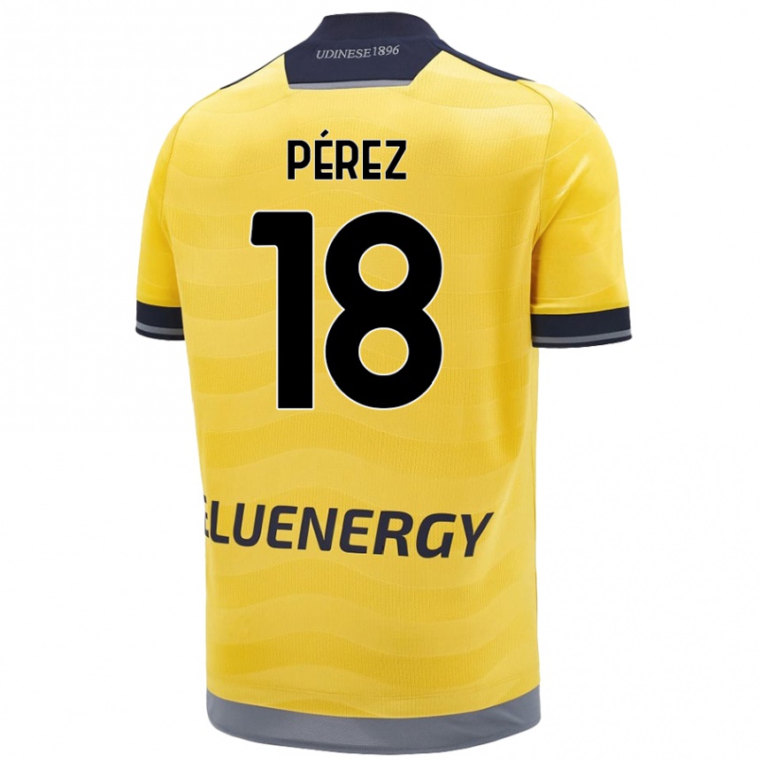 Kids Football Nehuén Pérez #18 Golden Away Jersey 2024/25 T-Shirt