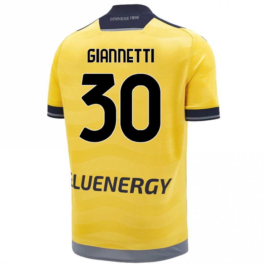 Kids Football Lautaro Giannetti #30 Golden Away Jersey 2024/25 T-Shirt