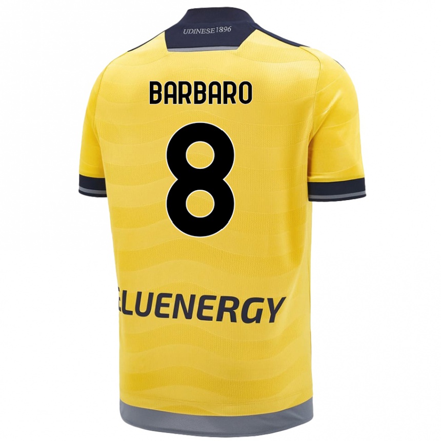 Kids Football Elia Barbaro #8 Golden Away Jersey 2024/25 T-Shirt