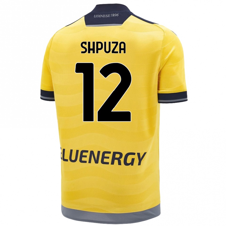 Kids Football Kleo Shpuza #12 Golden Away Jersey 2024/25 T-Shirt