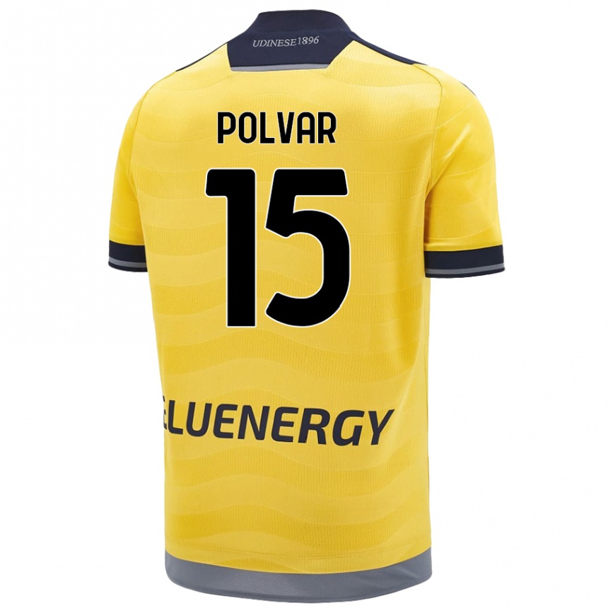 Kids Football Francesco Polvar #15 Golden Away Jersey 2024/25 T-Shirt