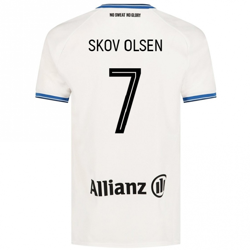 Kids Football Andreas Skov Olsen #7 White Away Jersey 2024/25 T-Shirt