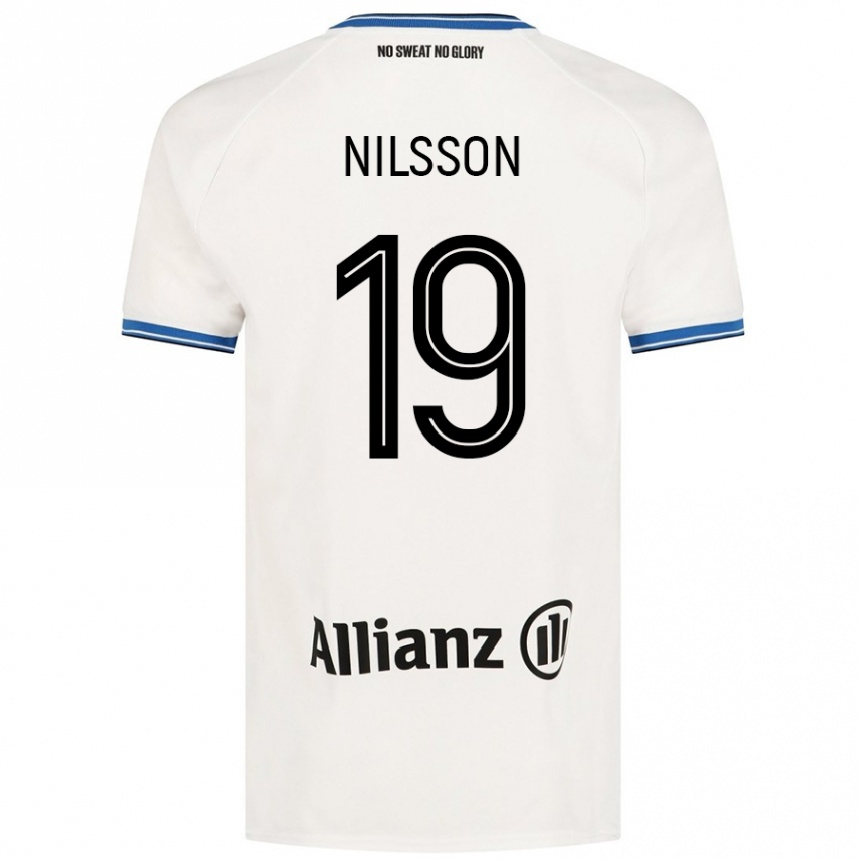 Kids Football Gustaf Nilsson #19 White Away Jersey 2024/25 T-Shirt