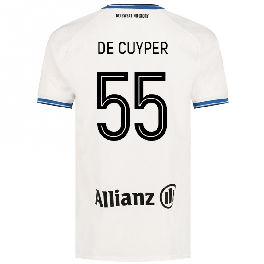 Kids Football Maxim De Cuyper #55 White Away Jersey 2024/25 T-Shirt