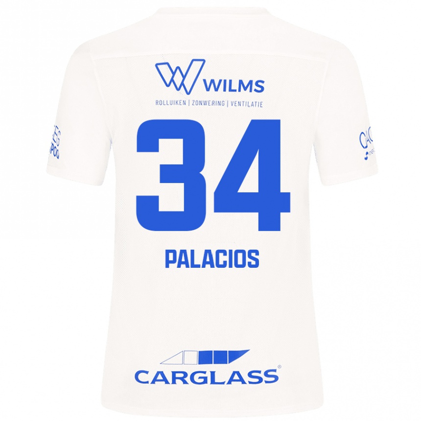 Kids Football Adrián Palacios #34 White Away Jersey 2024/25 T-Shirt