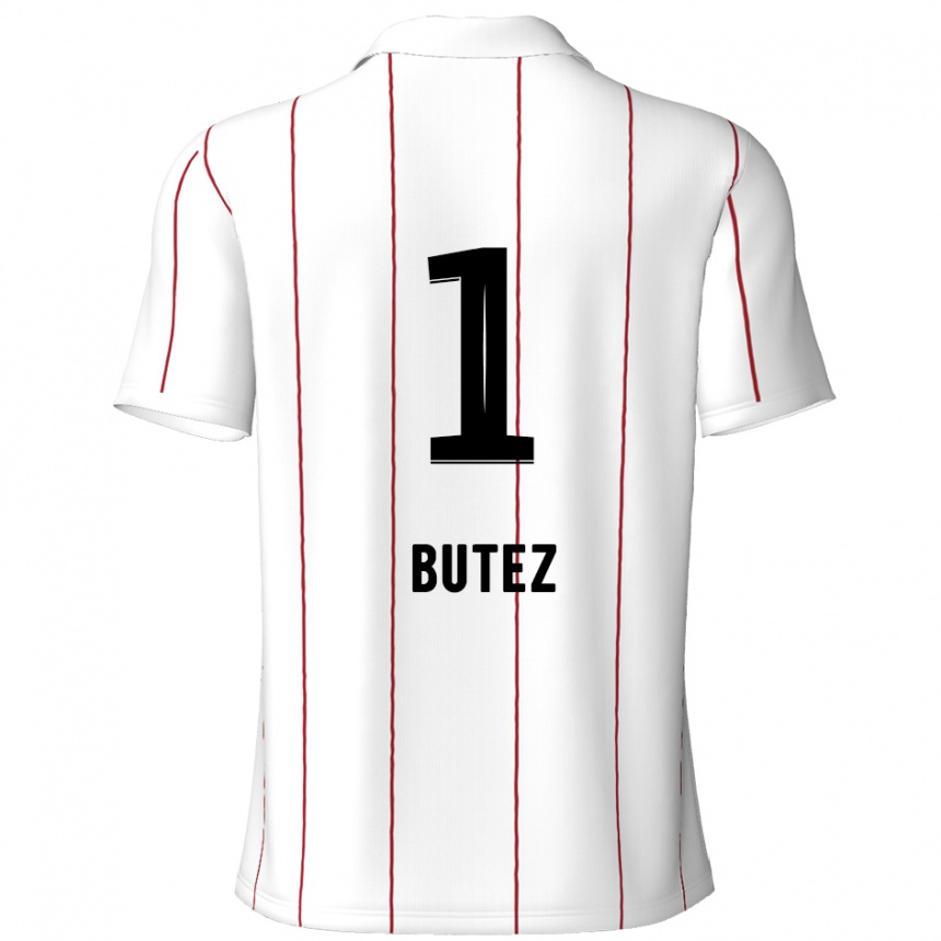 Kids Football Jean Butez #1 White Black Away Jersey 2024/25 T-Shirt