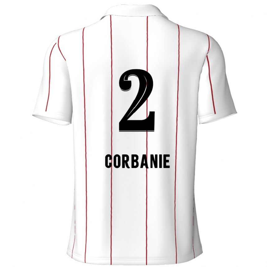 Kids Football Kobe Corbanie #2 White Black Away Jersey 2024/25 T-Shirt