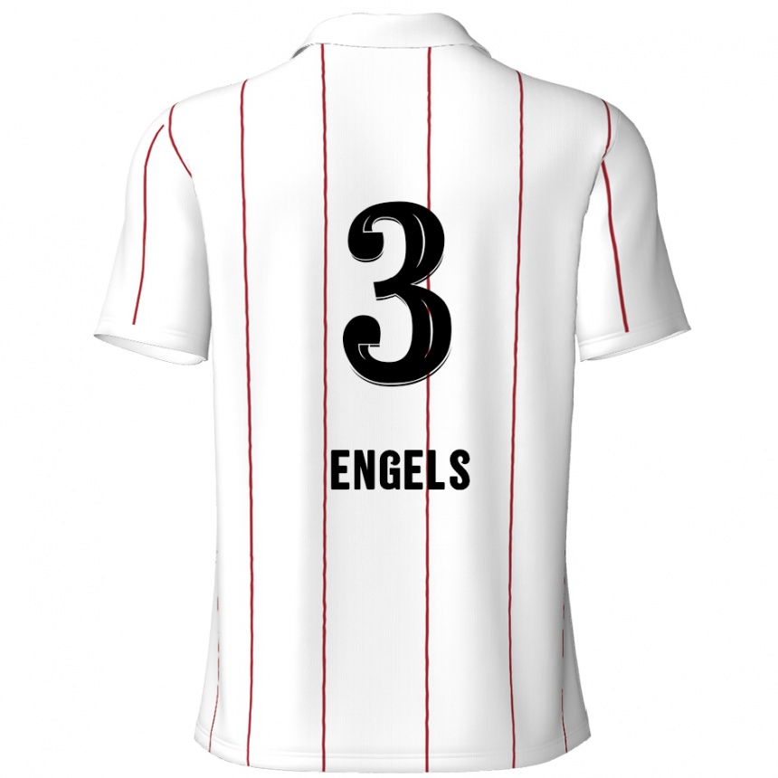 Kids Football Björn Engels #3 White Black Away Jersey 2024/25 T-Shirt