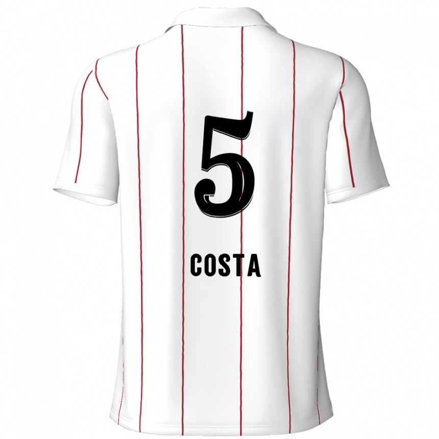 Kids Football Ayrton Costa #5 White Black Away Jersey 2024/25 T-Shirt