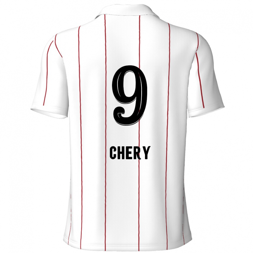 Kids Football Tjaronn Chery #9 White Black Away Jersey 2024/25 T-Shirt