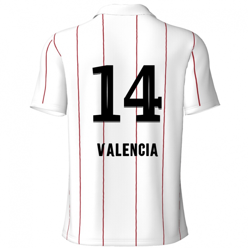 Kids Football Anthony Valencia #14 White Black Away Jersey 2024/25 T-Shirt