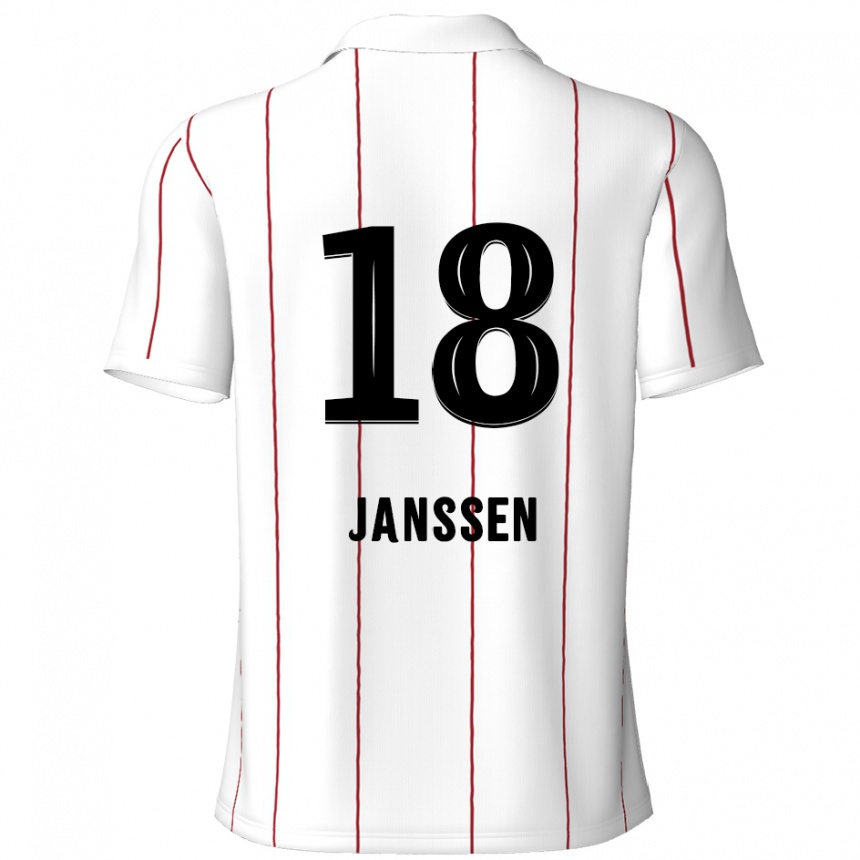 Kids Football Vincent Janssen #18 White Black Away Jersey 2024/25 T-Shirt