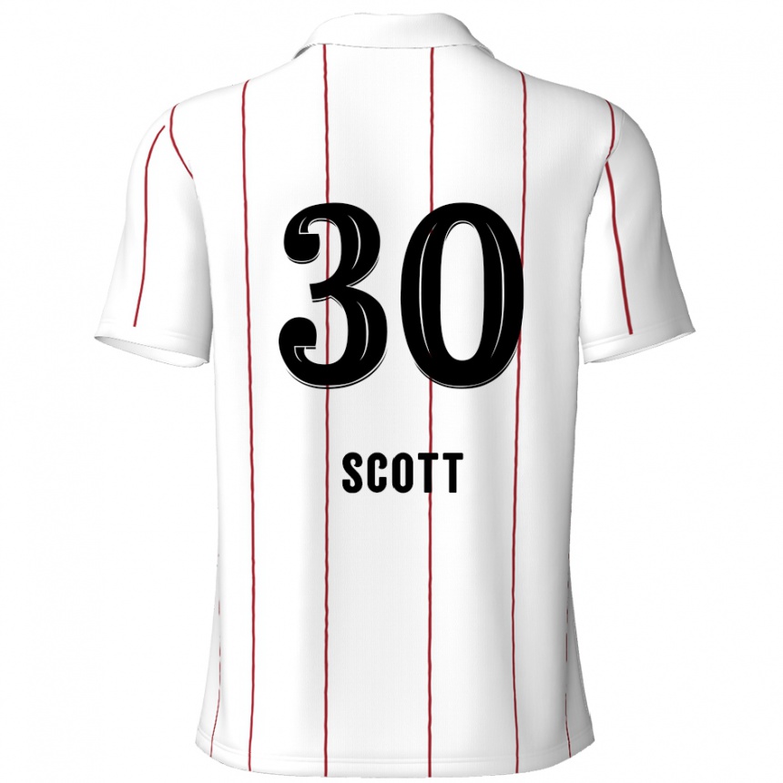 Kids Football Christopher Scott #30 White Black Away Jersey 2024/25 T-Shirt