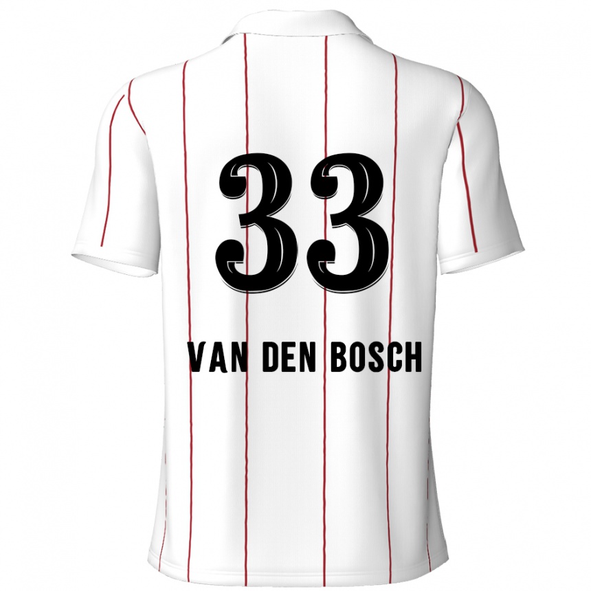 Kids Football Zeno Van Den Bosch #33 White Black Away Jersey 2024/25 T-Shirt