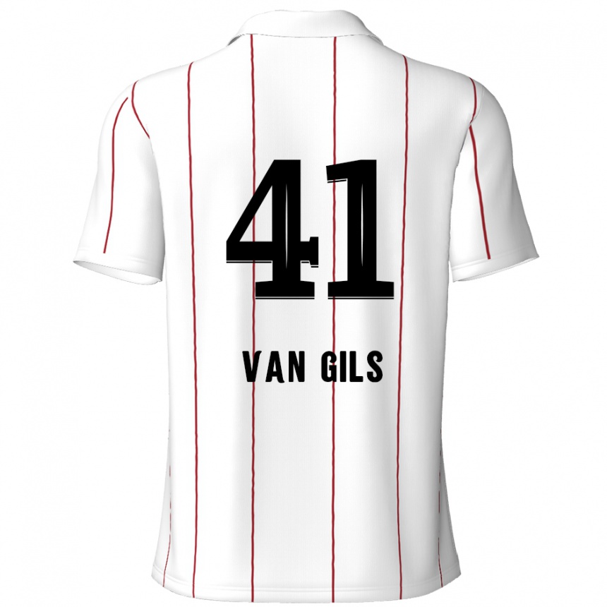 Kids Football Mathis Van Gils #41 White Black Away Jersey 2024/25 T-Shirt