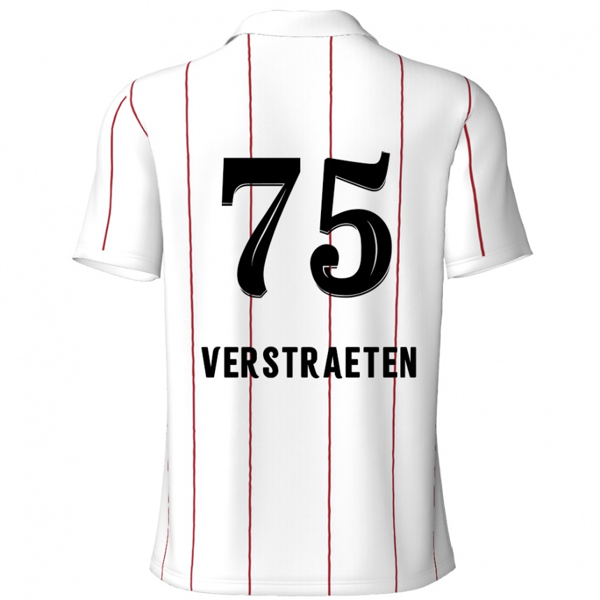 Kids Football Andreas Verstraeten #75 White Black Away Jersey 2024/25 T-Shirt