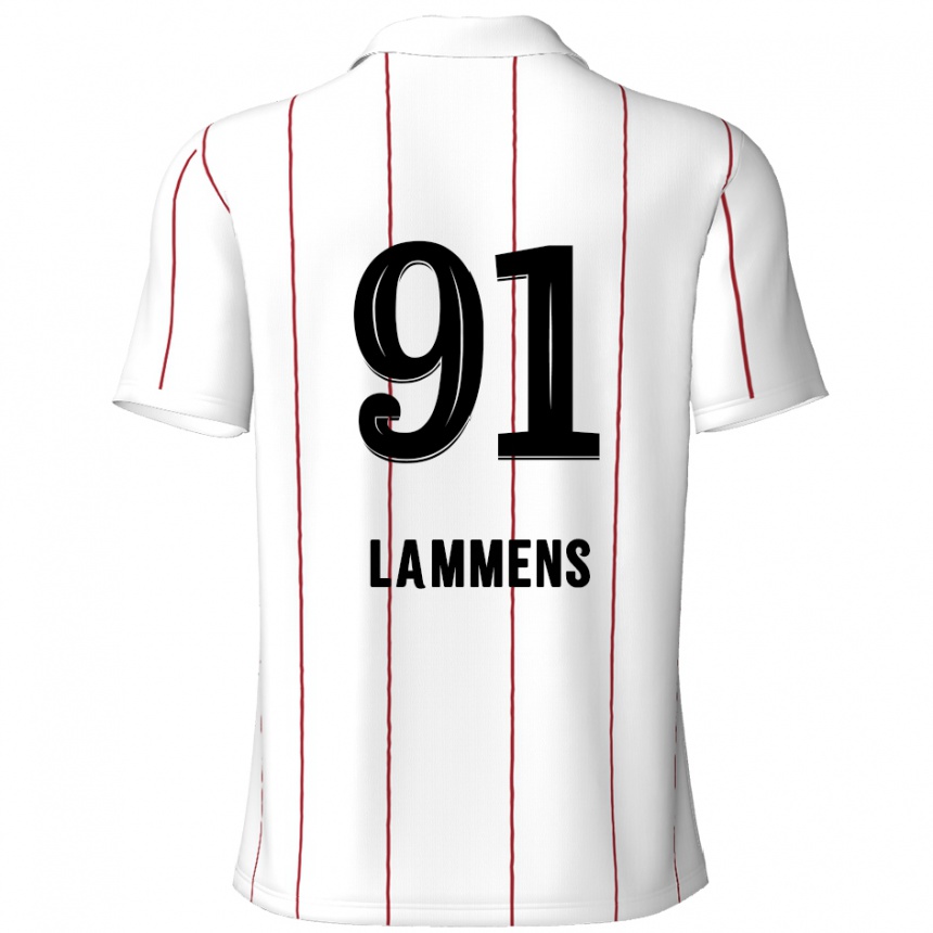 Kids Football Senne Lammens #91 White Black Away Jersey 2024/25 T-Shirt