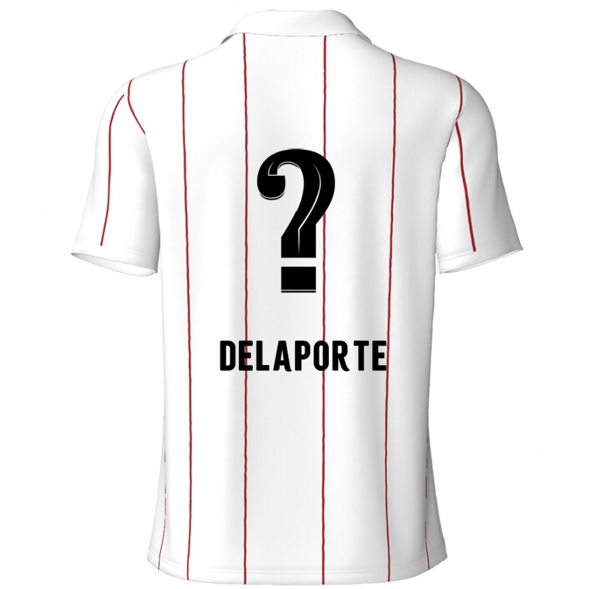 Kids Football Kyano Delaporte #0 White Black Away Jersey 2024/25 T-Shirt