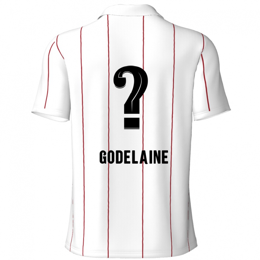 Kids Football Jeff Godelaine #0 White Black Away Jersey 2024/25 T-Shirt