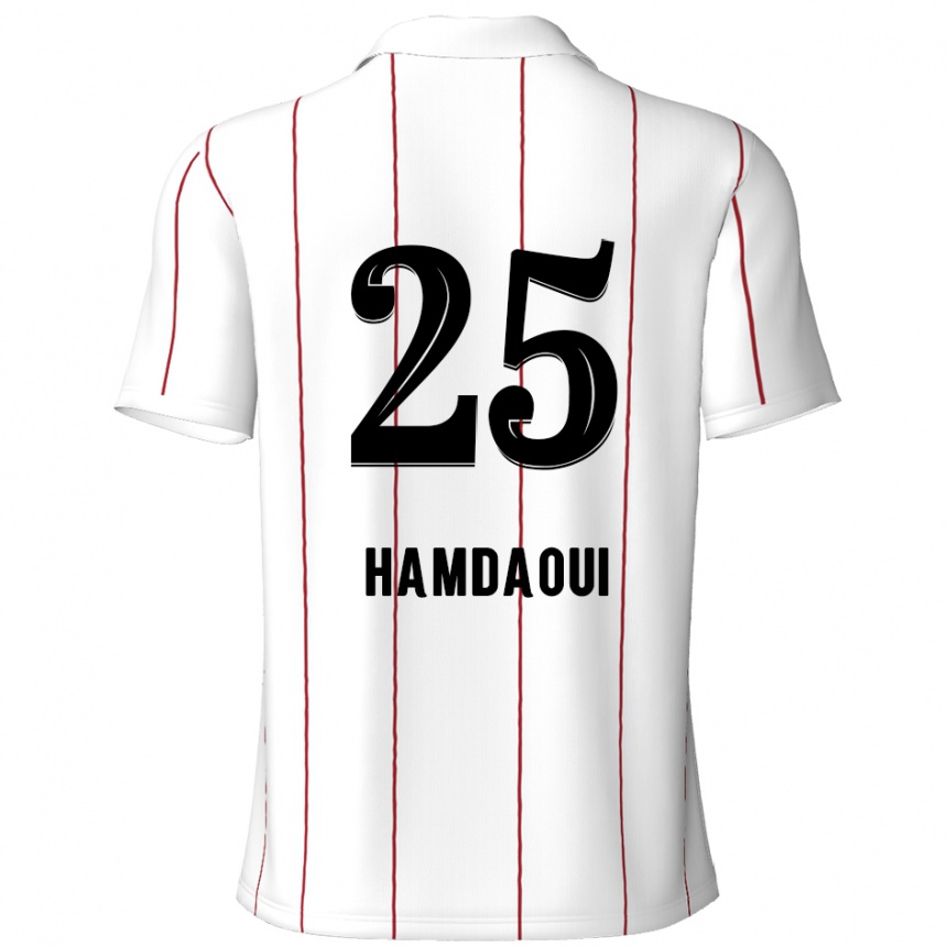 Kids Football Youssef Hamdaoui #25 White Black Away Jersey 2024/25 T-Shirt