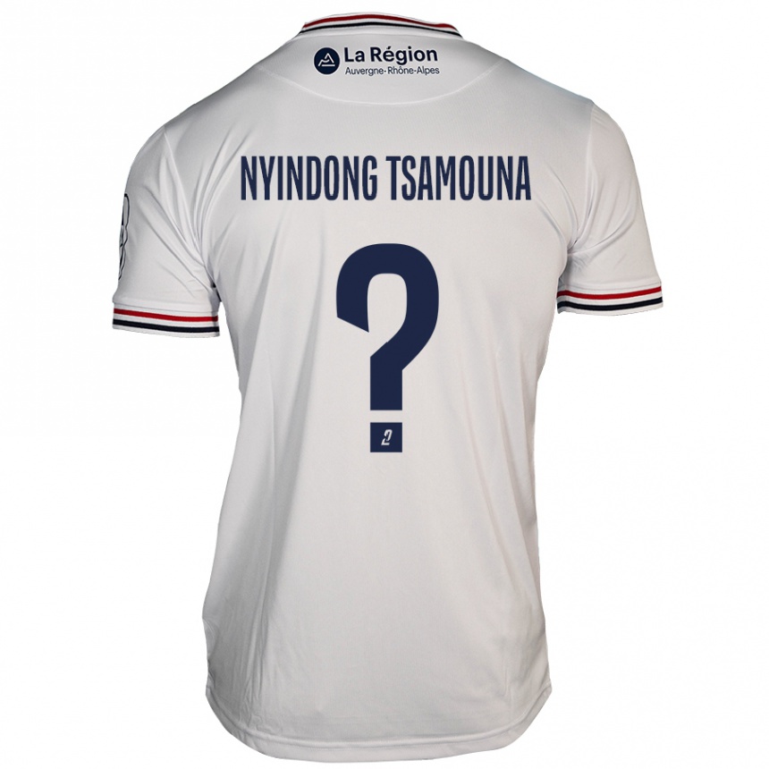 Kids Football Jean Nyindong Tsamouna #0 White Away Jersey 2024/25 T-Shirt