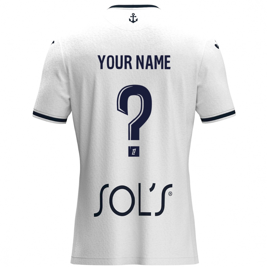 Kids Football Your Name #0 White Dark Blue Away Jersey 2024/25 T-Shirt