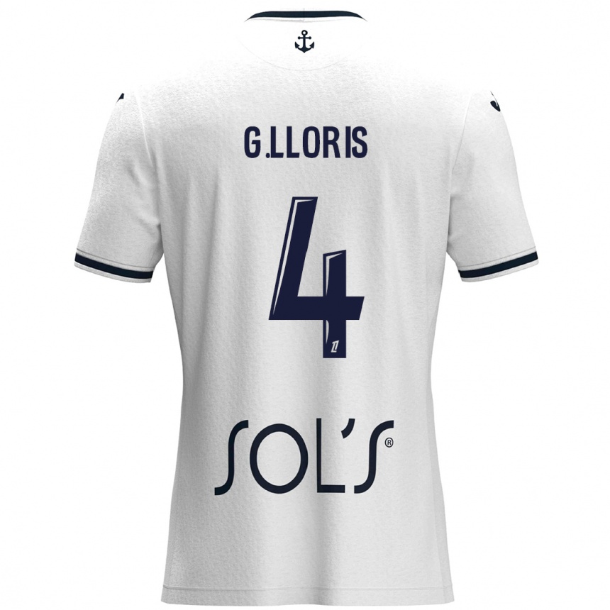 Kids Football Gautier Lloris #4 White Dark Blue Away Jersey 2024/25 T-Shirt