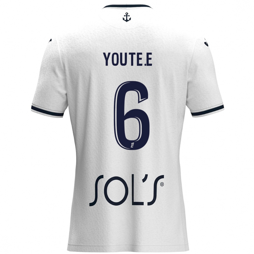 Kids Football Étienne Youté Kinkoué #6 White Dark Blue Away Jersey 2024/25 T-Shirt