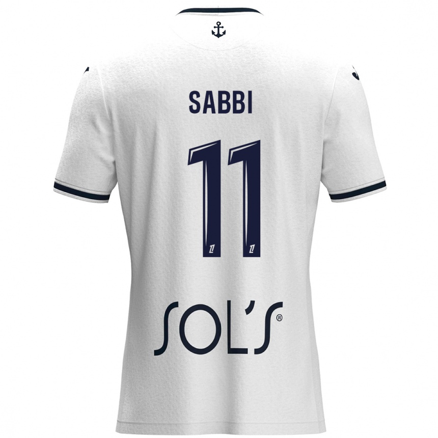 Kids Football Emmanuel Sabbi #11 White Dark Blue Away Jersey 2024/25 T-Shirt