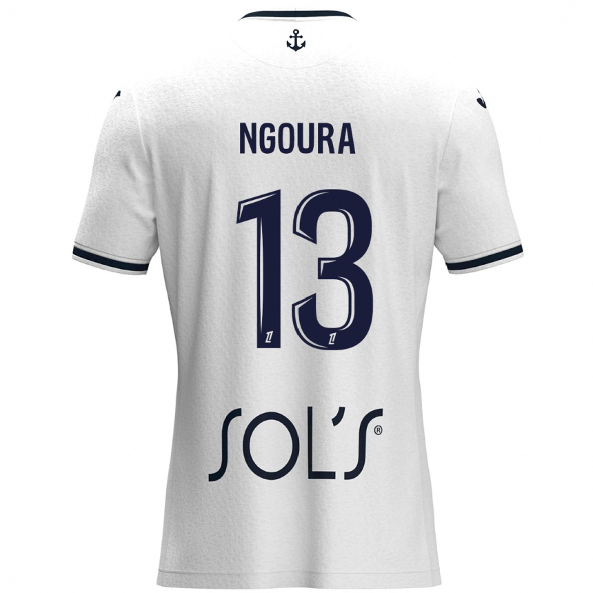 Kids Football Steve Ngoura #13 White Dark Blue Away Jersey 2024/25 T-Shirt