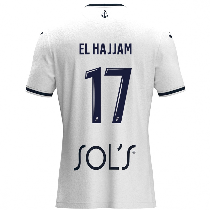 Kids Football Oualid El Hajjam #17 White Dark Blue Away Jersey 2024/25 T-Shirt