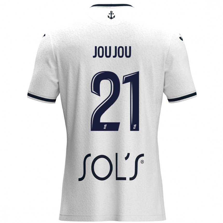 Kids Football Antoine Joujou #21 White Dark Blue Away Jersey 2024/25 T-Shirt