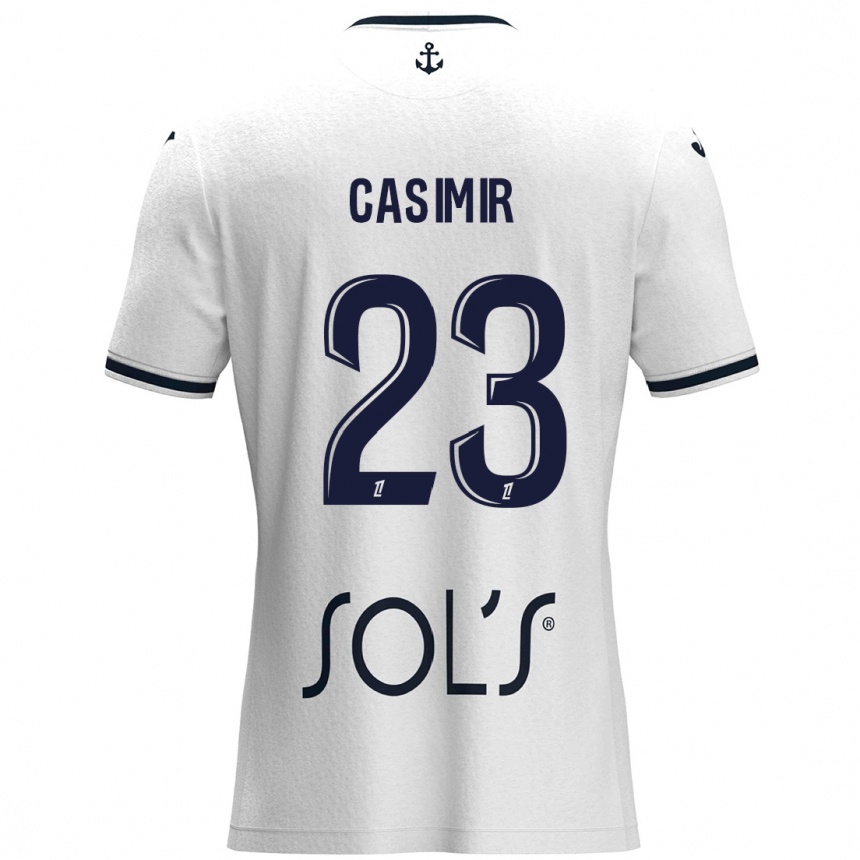 Kids Football Josué Casimir #23 White Dark Blue Away Jersey 2024/25 T-Shirt