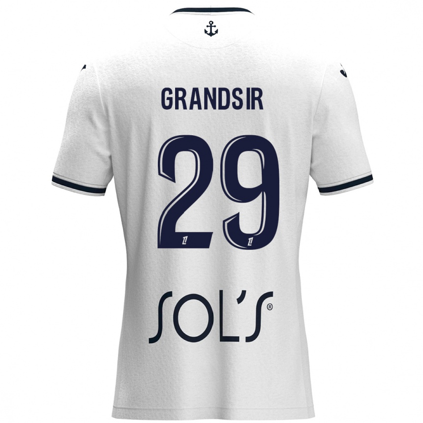 Kids Football Samuel Grandsir #29 White Dark Blue Away Jersey 2024/25 T-Shirt