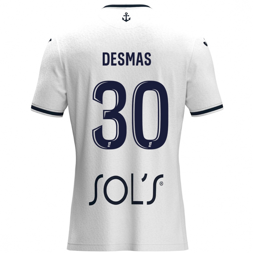 Kids Football Arthur Desmas #30 White Dark Blue Away Jersey 2024/25 T-Shirt