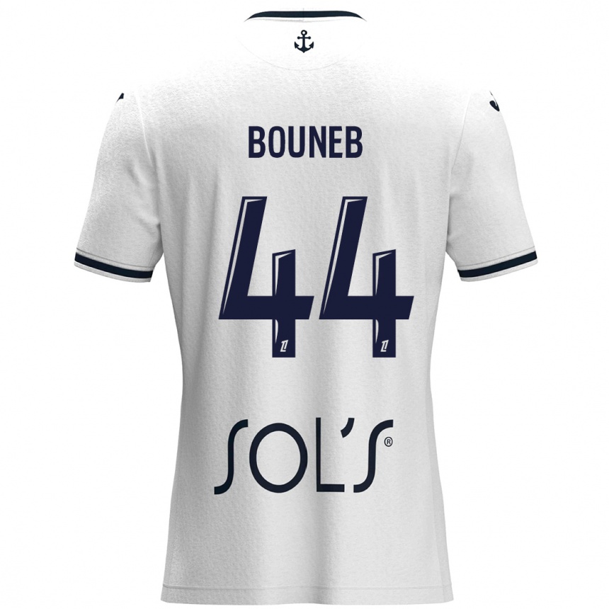 Kids Football Ismaïl Bouneb #44 White Dark Blue Away Jersey 2024/25 T-Shirt