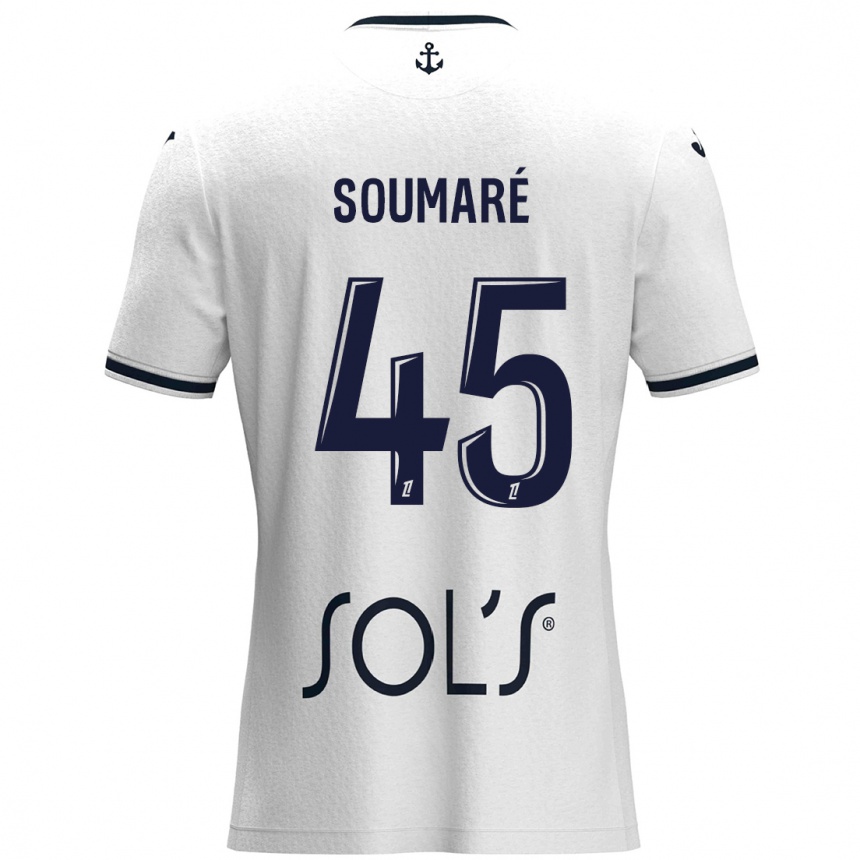 Kids Football Issa Soumaré #45 White Dark Blue Away Jersey 2024/25 T-Shirt