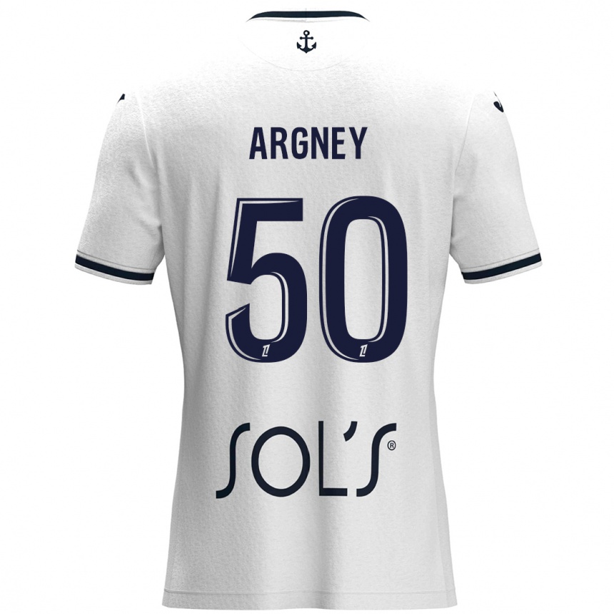 Kids Football Paul Argney #50 White Dark Blue Away Jersey 2024/25 T-Shirt