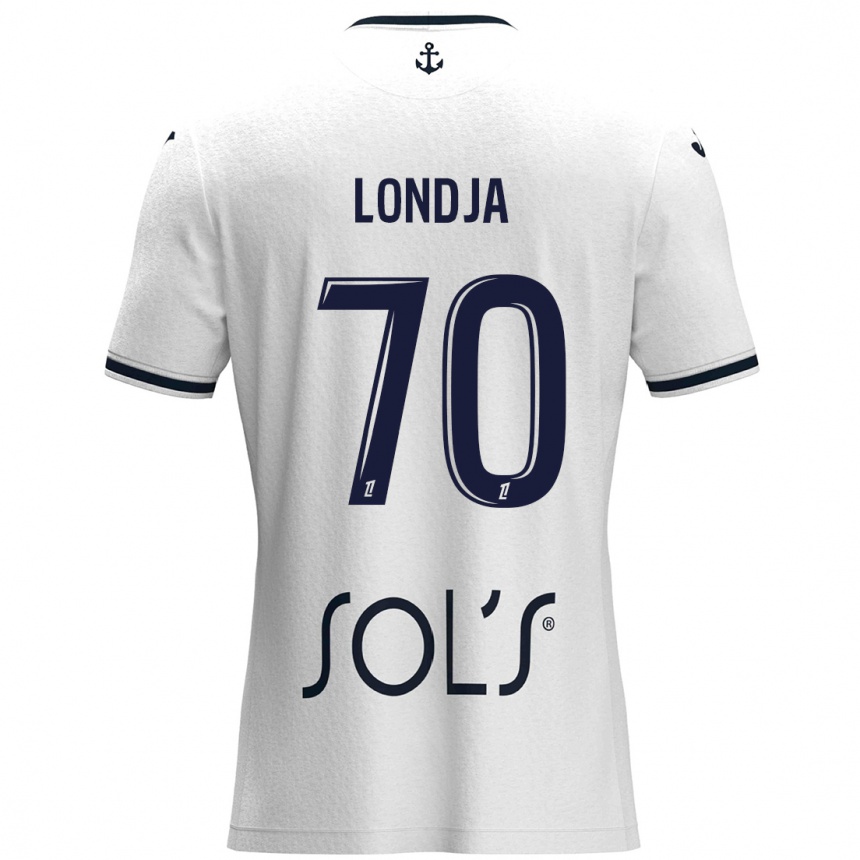 Kids Football Ruben Londja #70 White Dark Blue Away Jersey 2024/25 T-Shirt