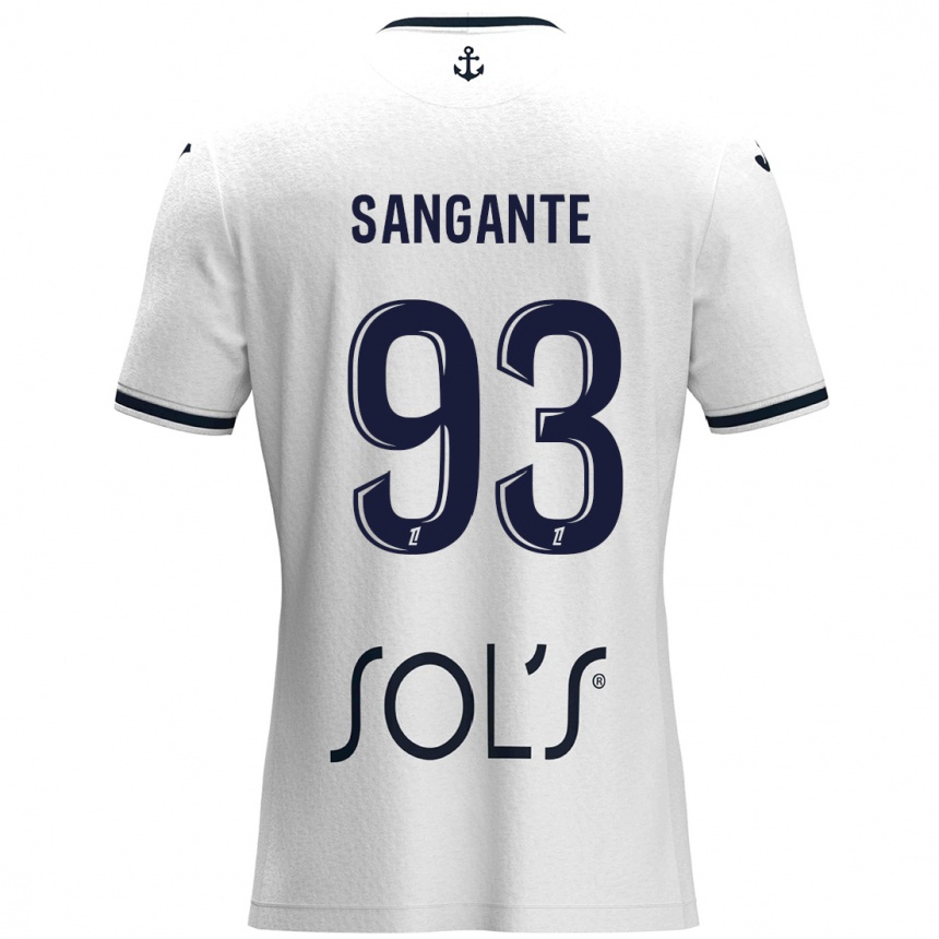 Kids Football Arouna Sangante #93 White Dark Blue Away Jersey 2024/25 T-Shirt