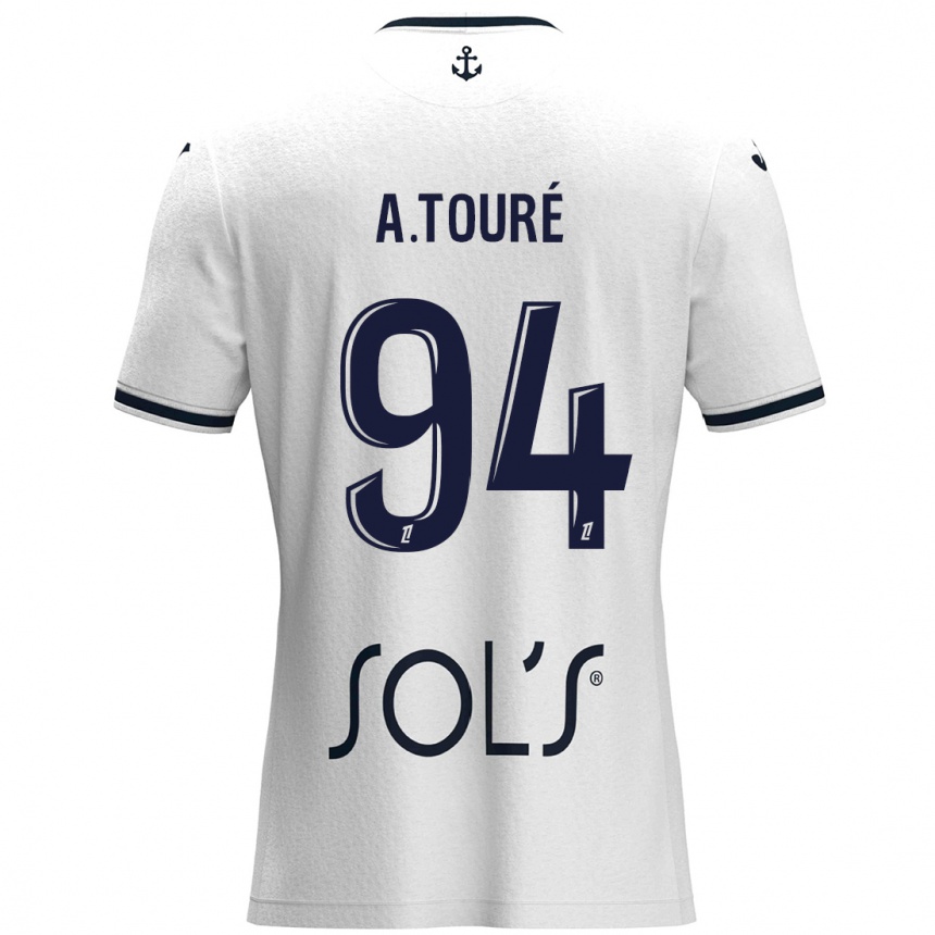 Kids Football Abdoulaye Touré #94 White Dark Blue Away Jersey 2024/25 T-Shirt