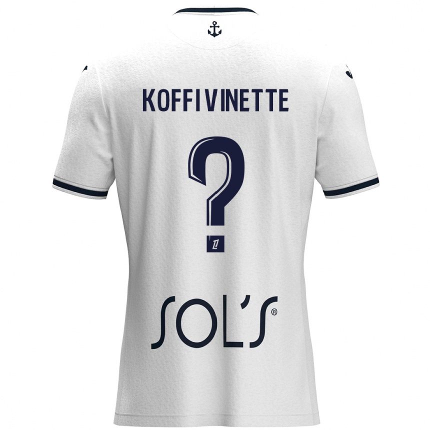 Kids Football Enzo Koffi Vinette #0 White Dark Blue Away Jersey 2024/25 T-Shirt