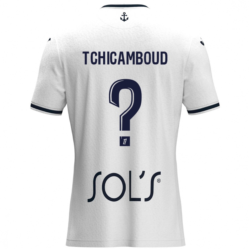 Kids Football Steed Tchicamboud #0 White Dark Blue Away Jersey 2024/25 T-Shirt