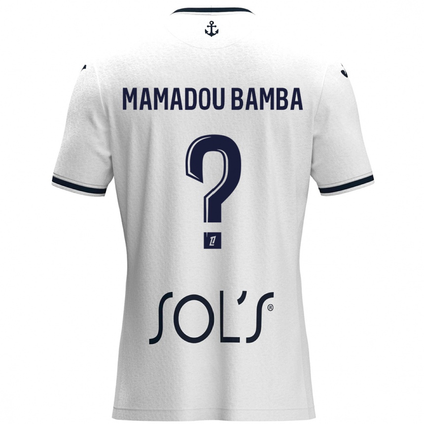 Kids Football Ben Mamadou Bamba #0 White Dark Blue Away Jersey 2024/25 T-Shirt