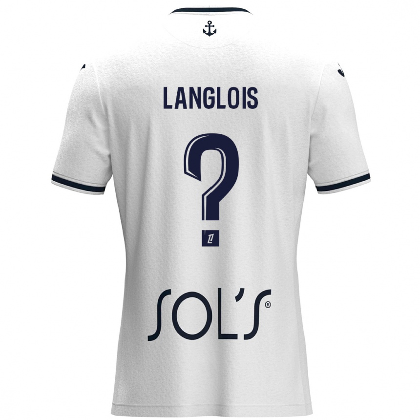 Kids Football Sacha Langlois #0 White Dark Blue Away Jersey 2024/25 T-Shirt