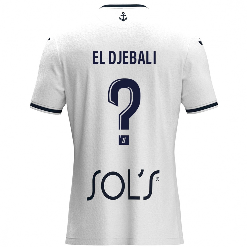 Kids Football Rayan El Djebali #0 White Dark Blue Away Jersey 2024/25 T-Shirt