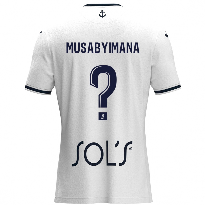 Kids Football Thierry Musabyimana #0 White Dark Blue Away Jersey 2024/25 T-Shirt