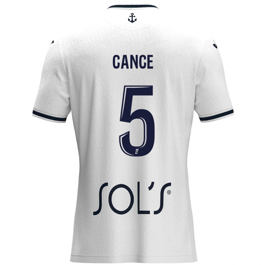 Kids Football Laurie Cance #5 White Dark Blue Away Jersey 2024/25 T-Shirt