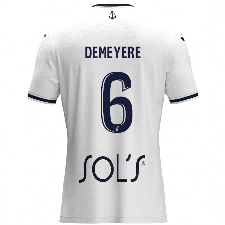 Kids Football Silke Demeyere #6 White Dark Blue Away Jersey 2024/25 T-Shirt