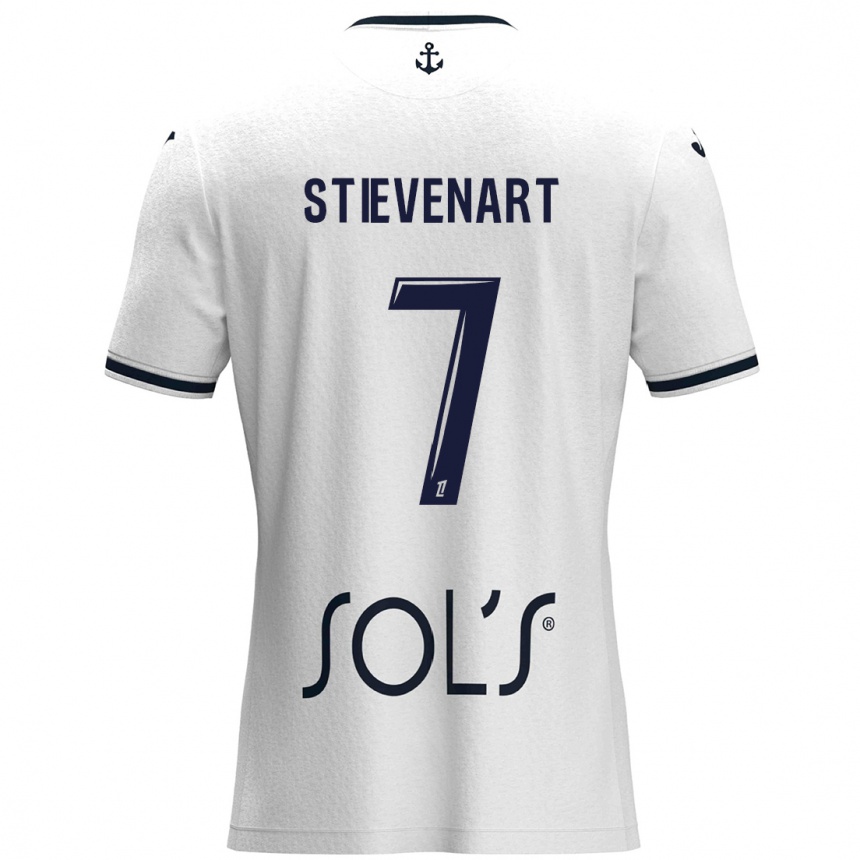 Kids Football Zoé Stievenart #7 White Dark Blue Away Jersey 2024/25 T-Shirt